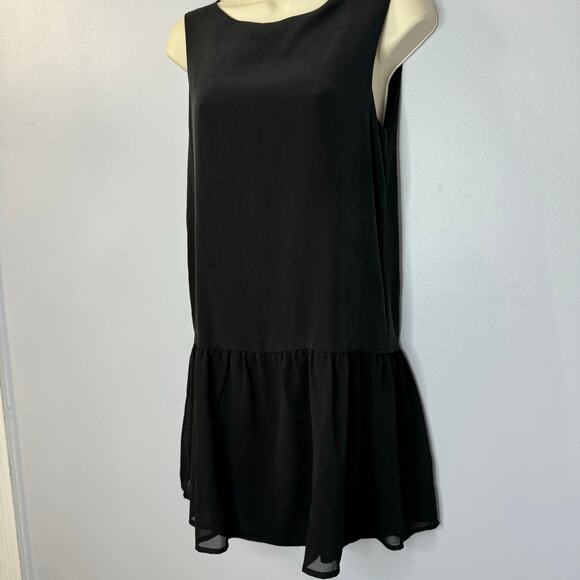 Anine Bing Silk Shift Mini Dress Ruffle Hem Romantic Casual Wardrobe Staple XS - Picture 6 of 13